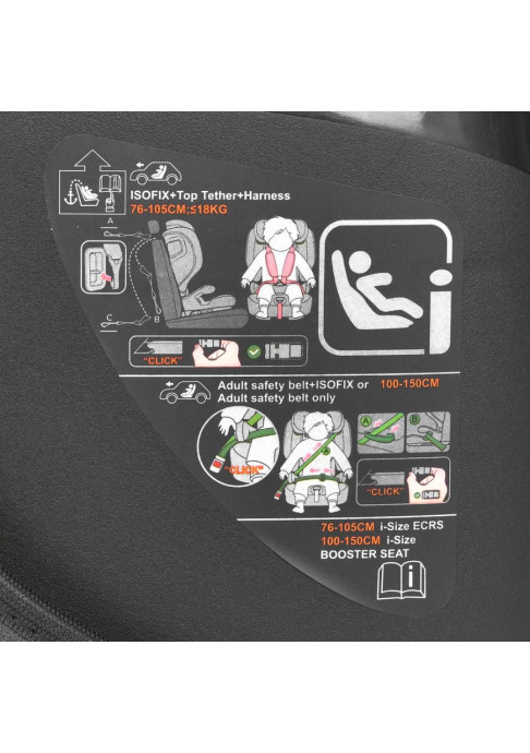 Дитяче автокрісло El Camino i-Pro ME 1234 Black чорне Isofix та Top Tether